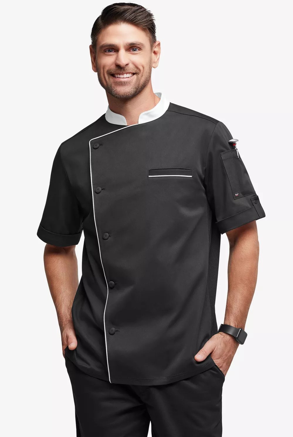 Chaqueta ejecutiva asimétrica con malla lateral