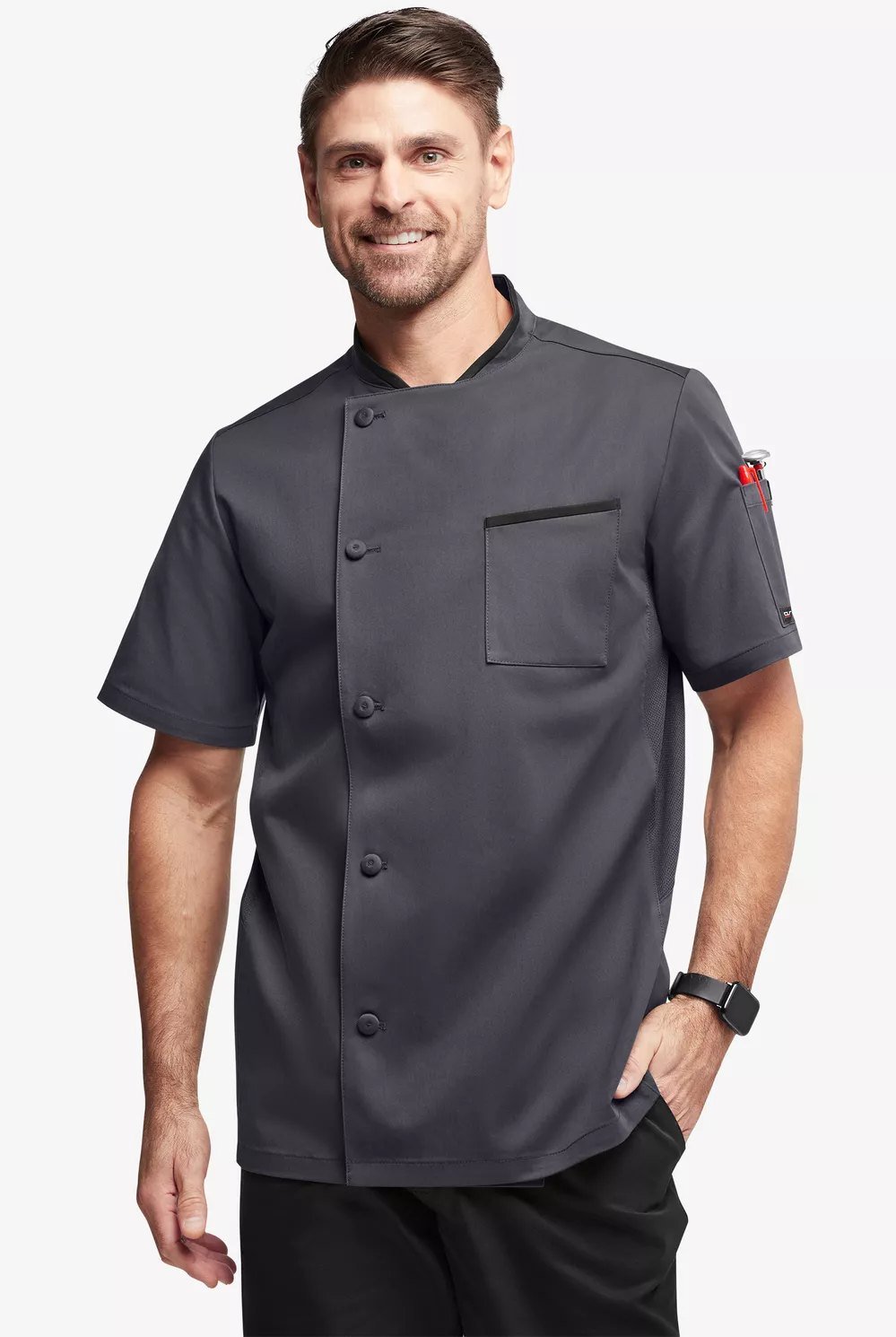 Chaqueta ejecutiva manga corta con ribete y malla