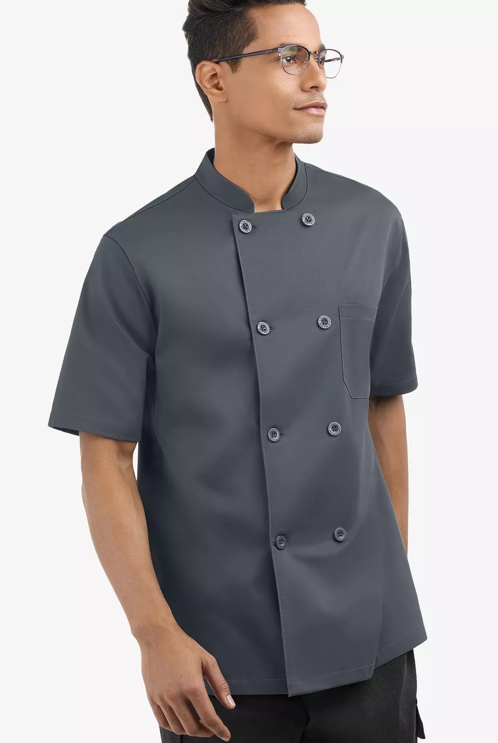 Chaqueta ejecutiva cruzada elástica de manga corta para hombre