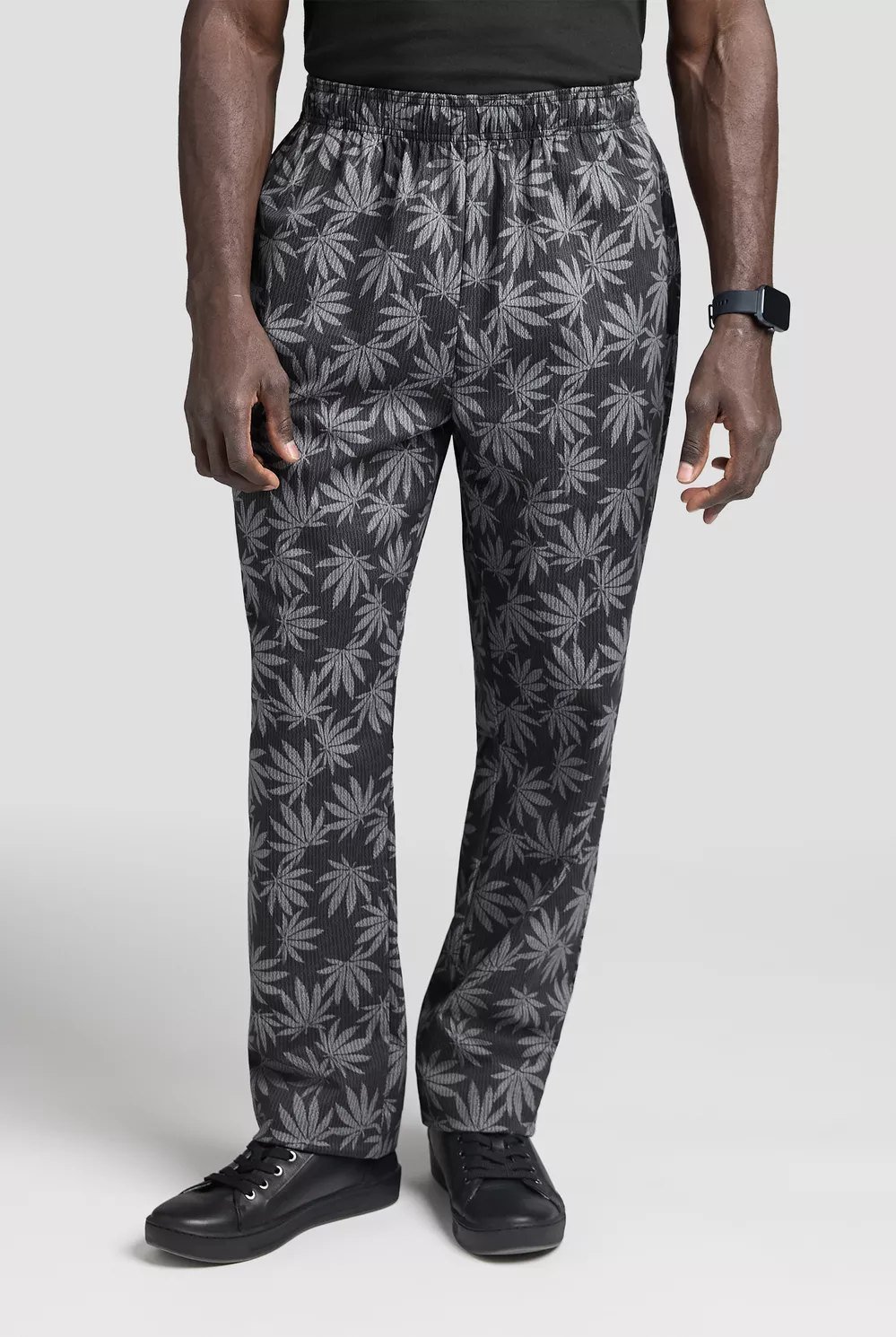 Pantalón baggy elástico estampado para hombre – Happy Leaves (hojas)
