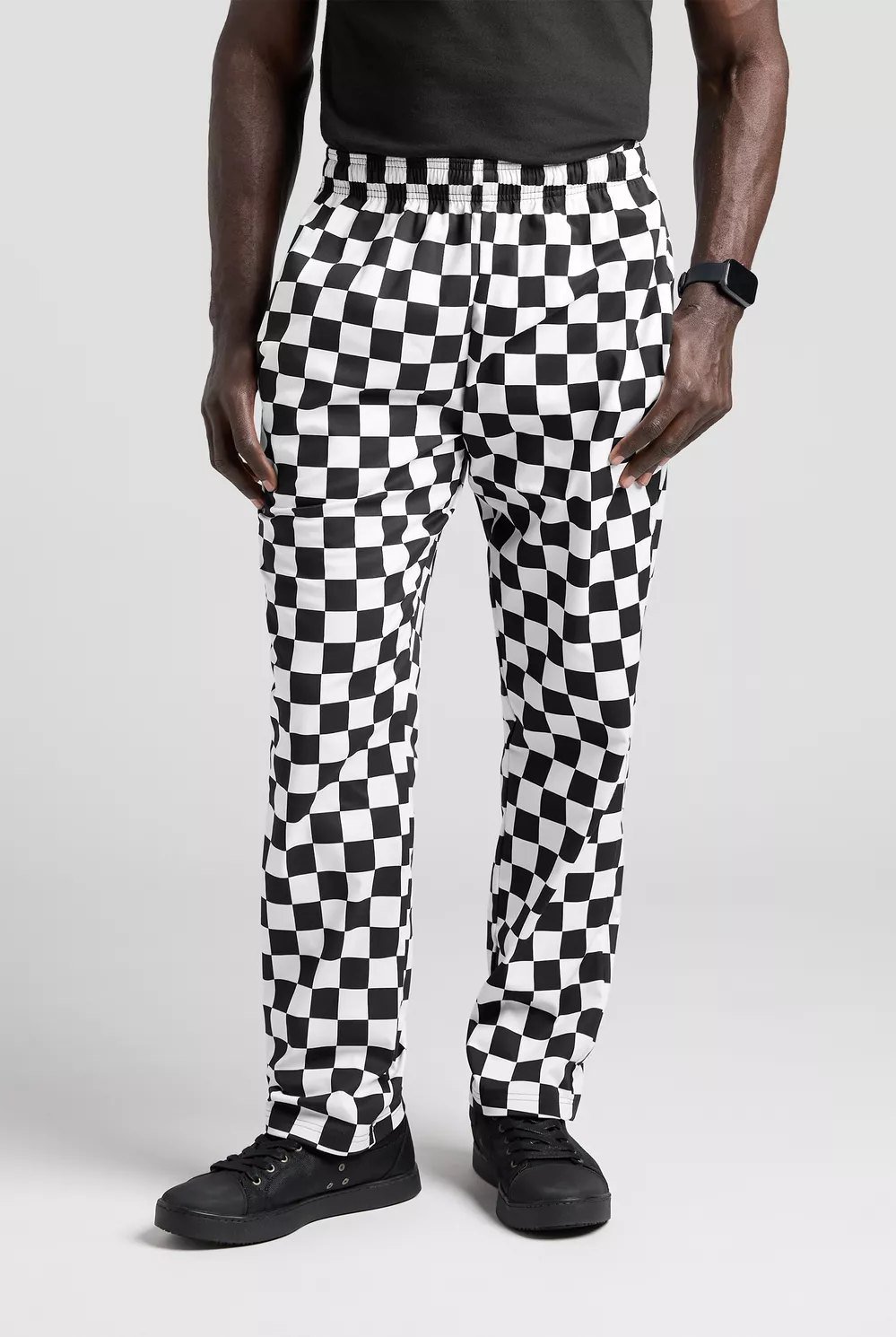 Pantalón baggy elástico estampado para hombre – cuadros de ajedrez