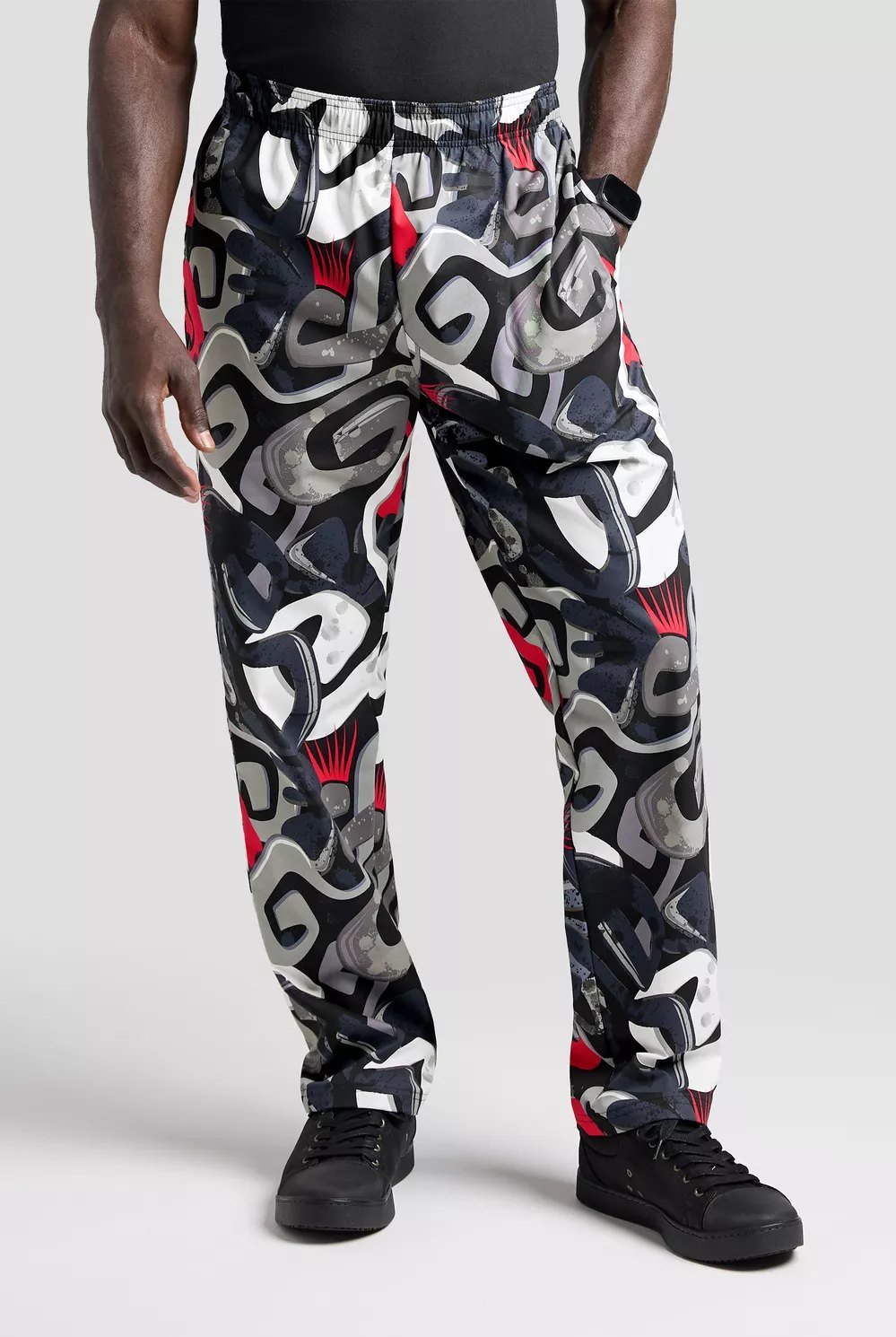 Pantalón baggy elástico estampado para hombre – grafiti urbano