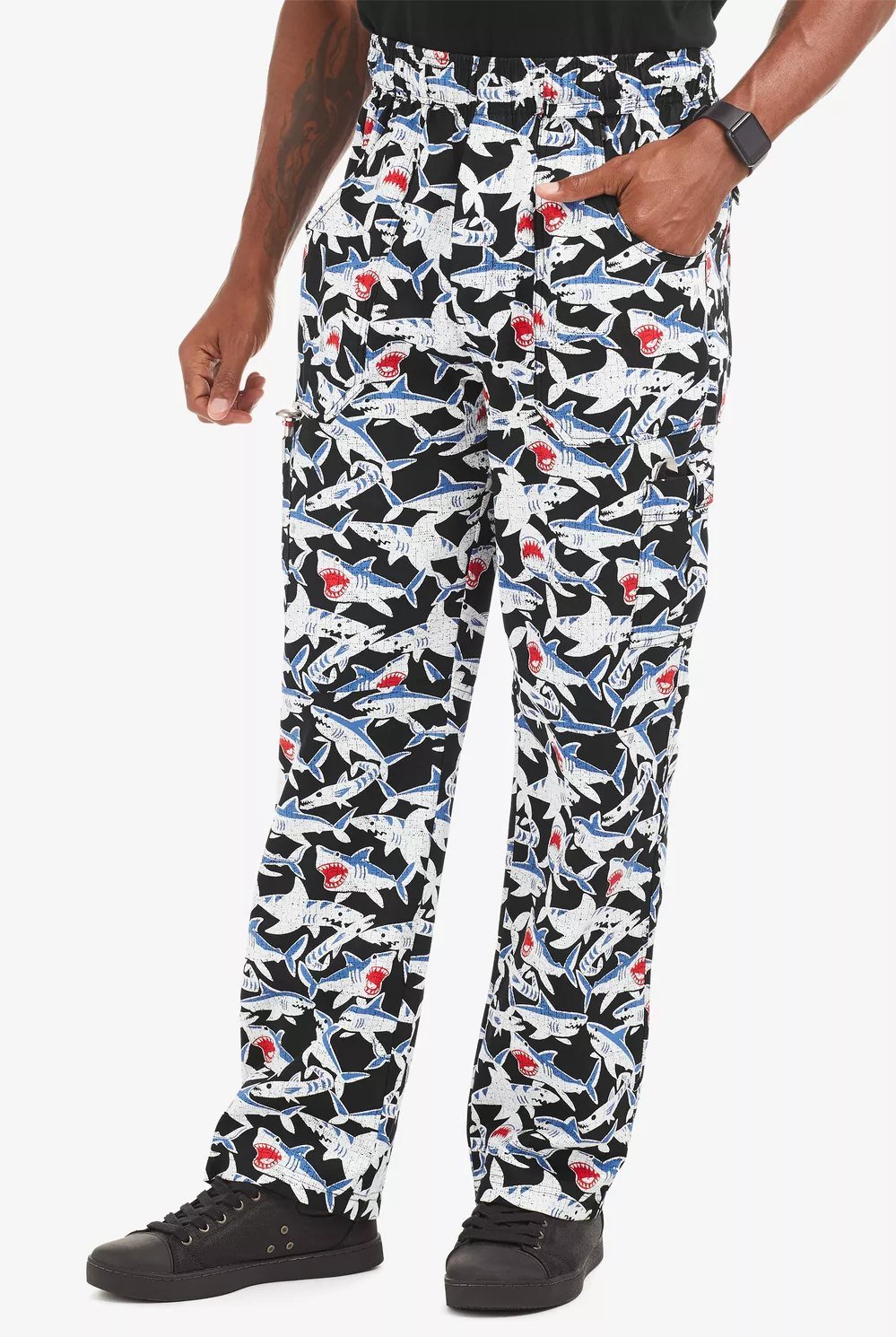 Pantalón cargo estampado para hombre – tiburones (Shark Bite)