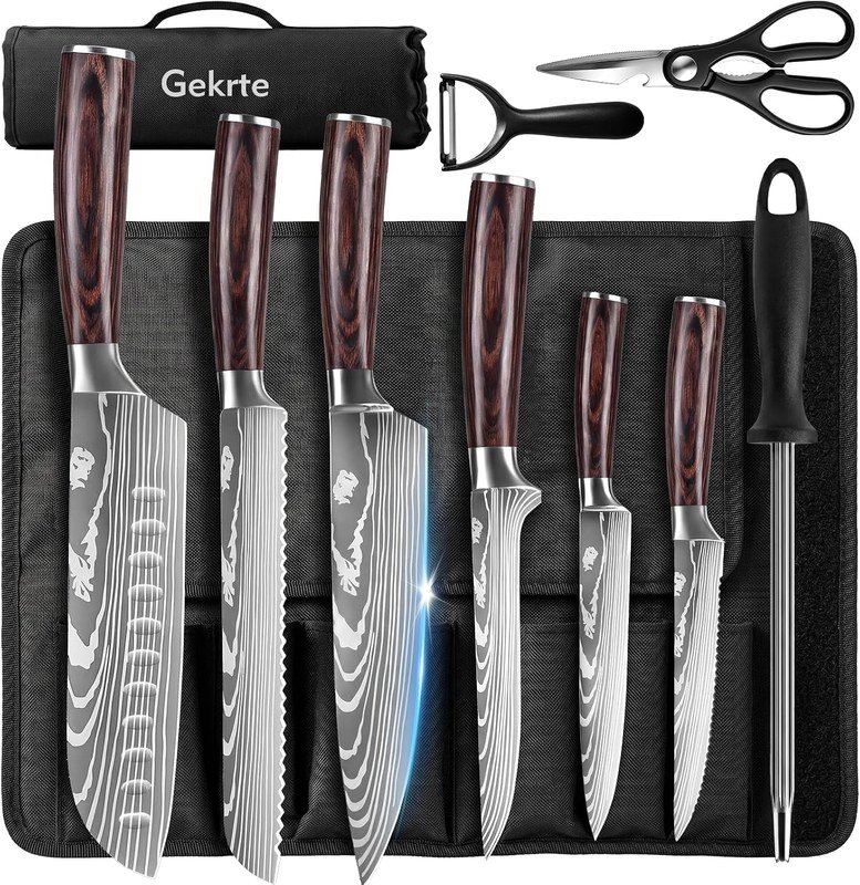 Juego de 9 cuchillos Gekrte con estuche enrollable