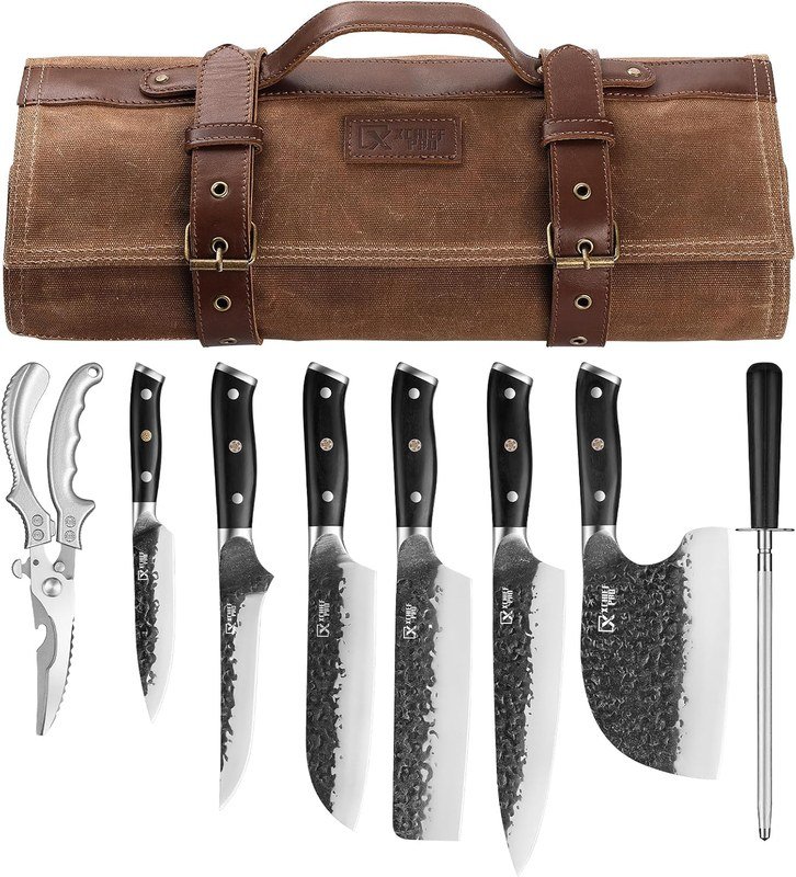 Juego de cuchillos forjados XCHIEF PRO con bolso de lona