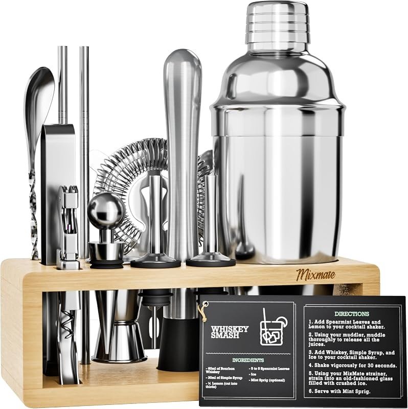 Kit de bartender de 15 piezas con soporte