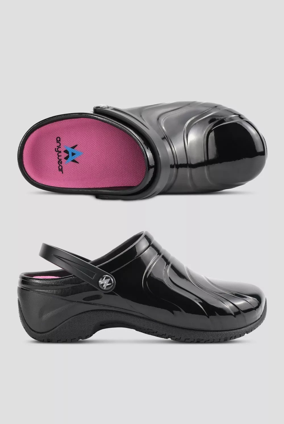 Zueco antideslizante Anywear Zone negro charol