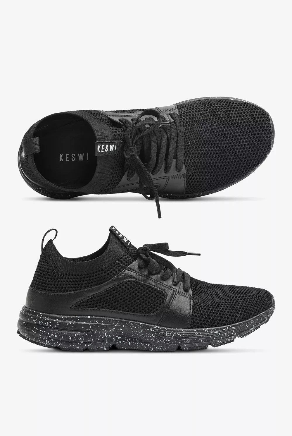 Zapatos deportivos con cordones para mujer KESWI, negro jaspeado