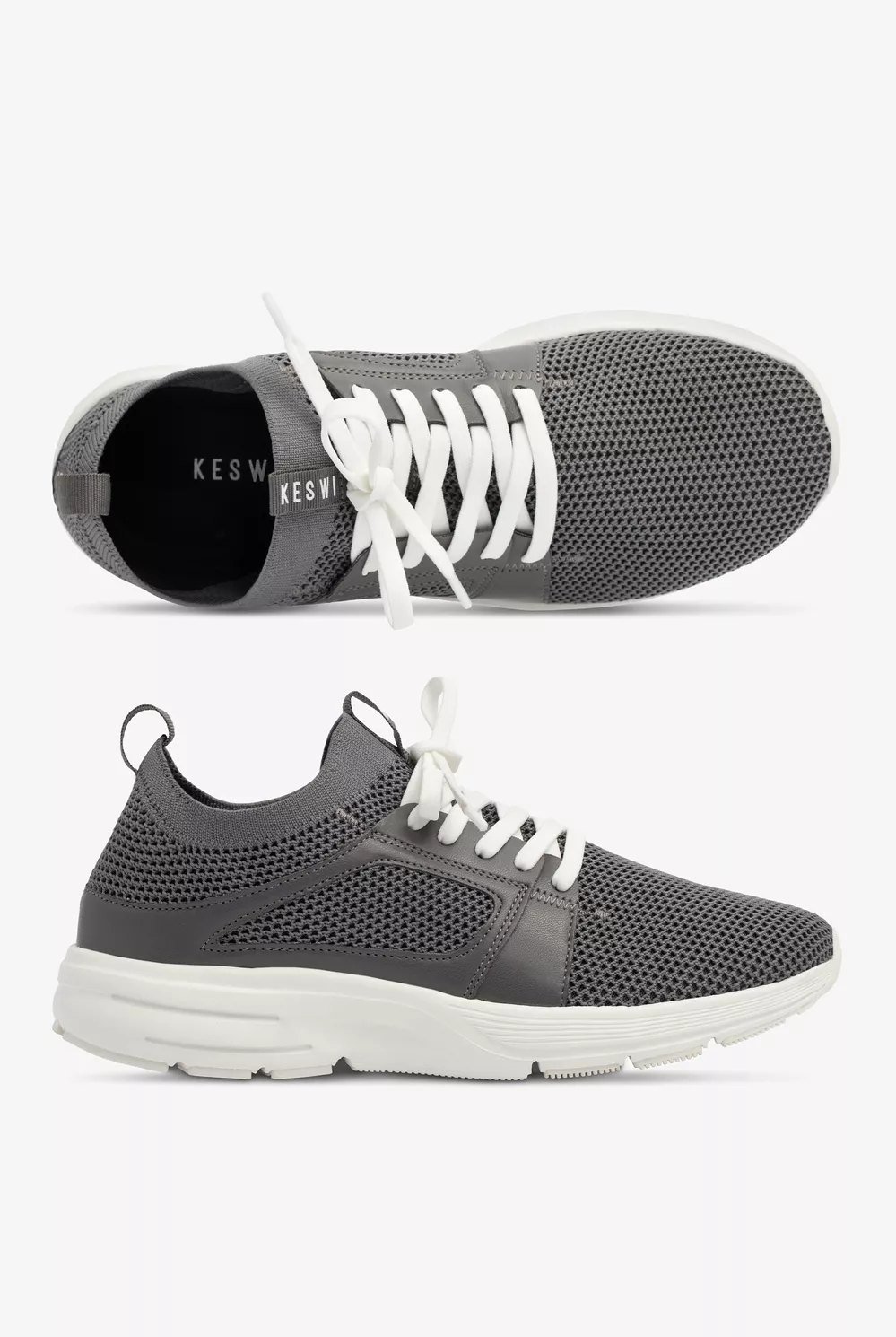 Zapatos deportivos con cordones para mujer KESWI, gris/blanco